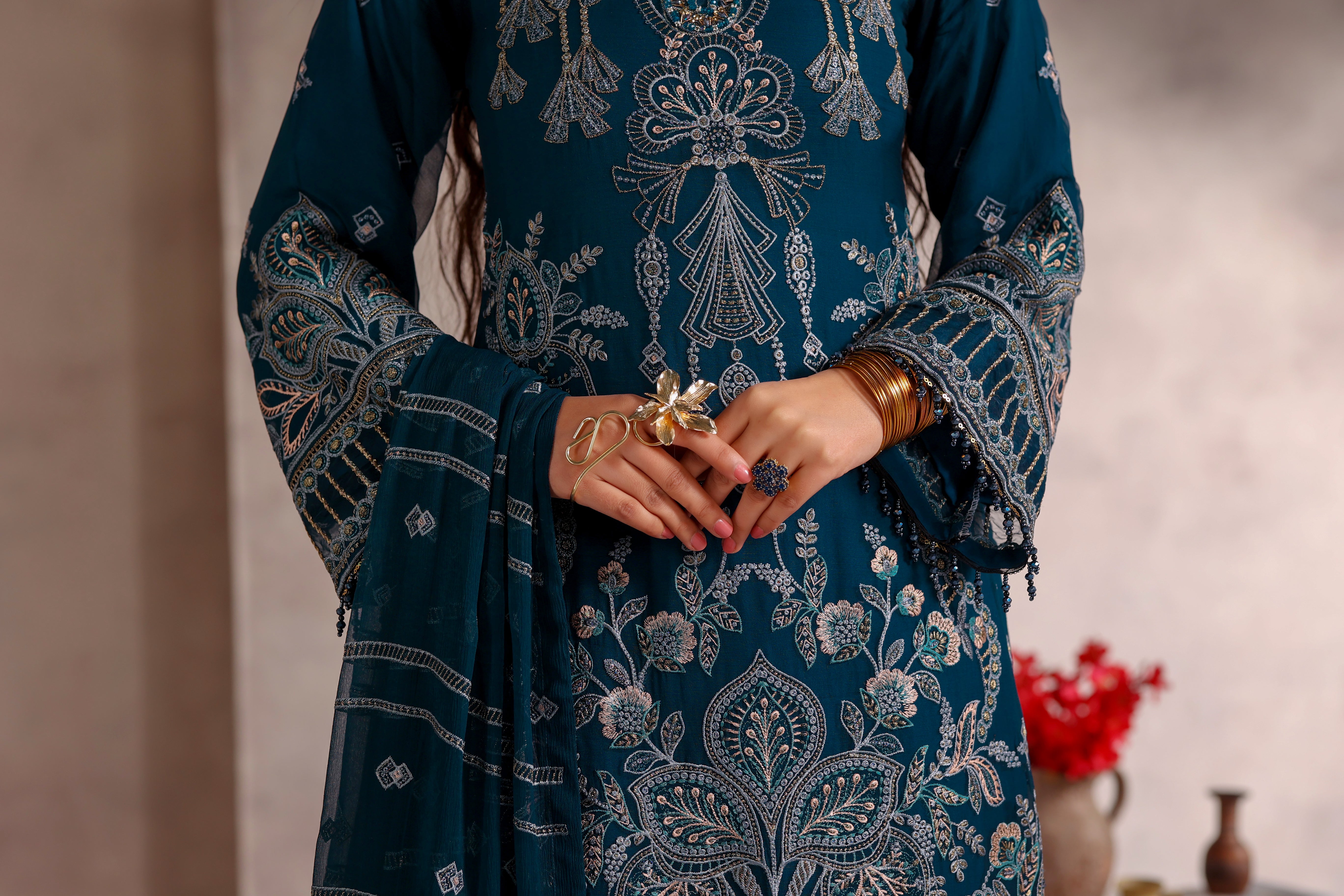 Lareeb Bamber Chiffon Formal Suit - NFD-401